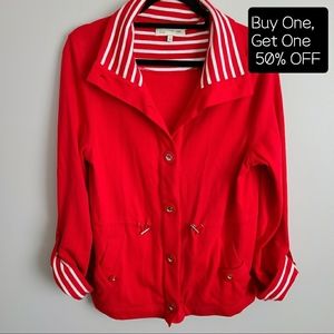 JONES NEW YORK Red Button Down Sweater LARGE